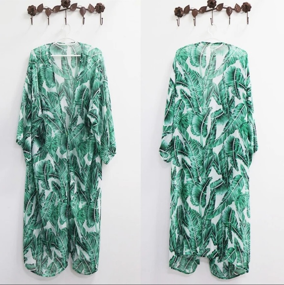 NEW! Long Transparent Palm Leaf Beach Cover-Up - Picture 5 of 5